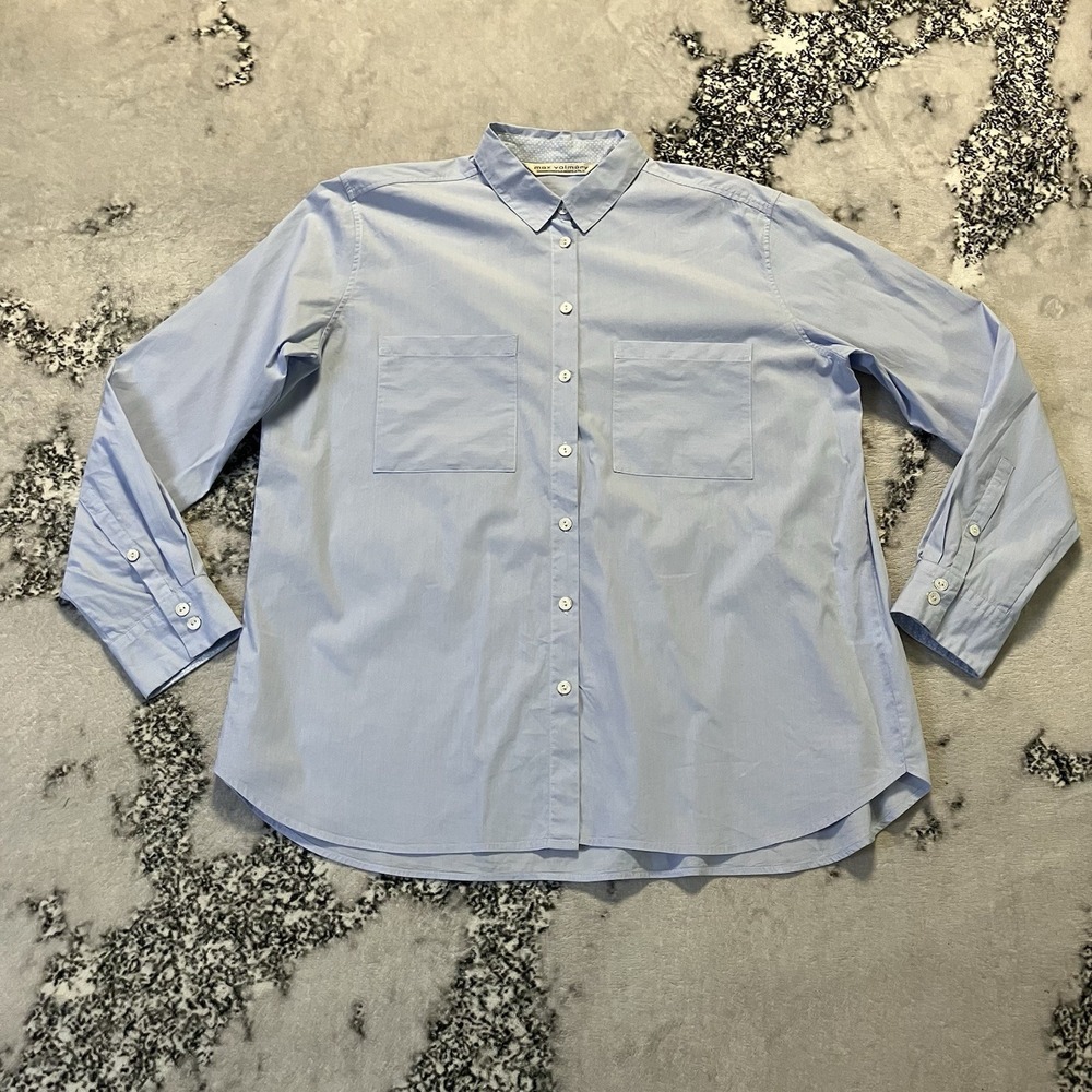 Max‎ Volmary Shirt Womens Size 10 Light Blue Button Down Casual Stretch